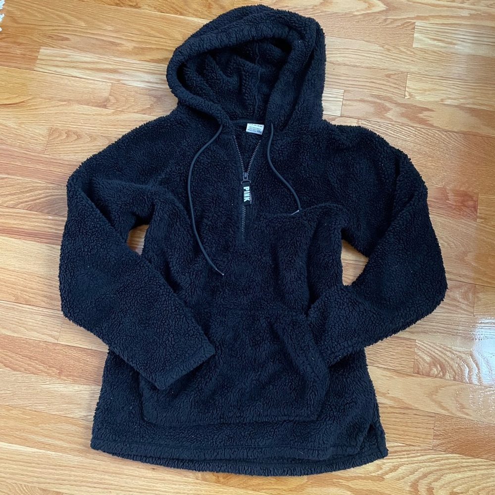 PINK Victoria's Secret Black Sherpa Hoodie